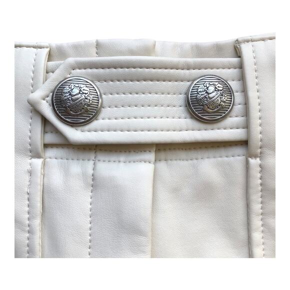 Veronica Beard Ecru Vegan Leather Atala Pants Tapered Leg Women's Size 2 NWT - Picture 15 of 16